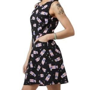 Dangerfield Black Unicorn Tears Bottle Print Sleeveless Mini Dress - Sz 2